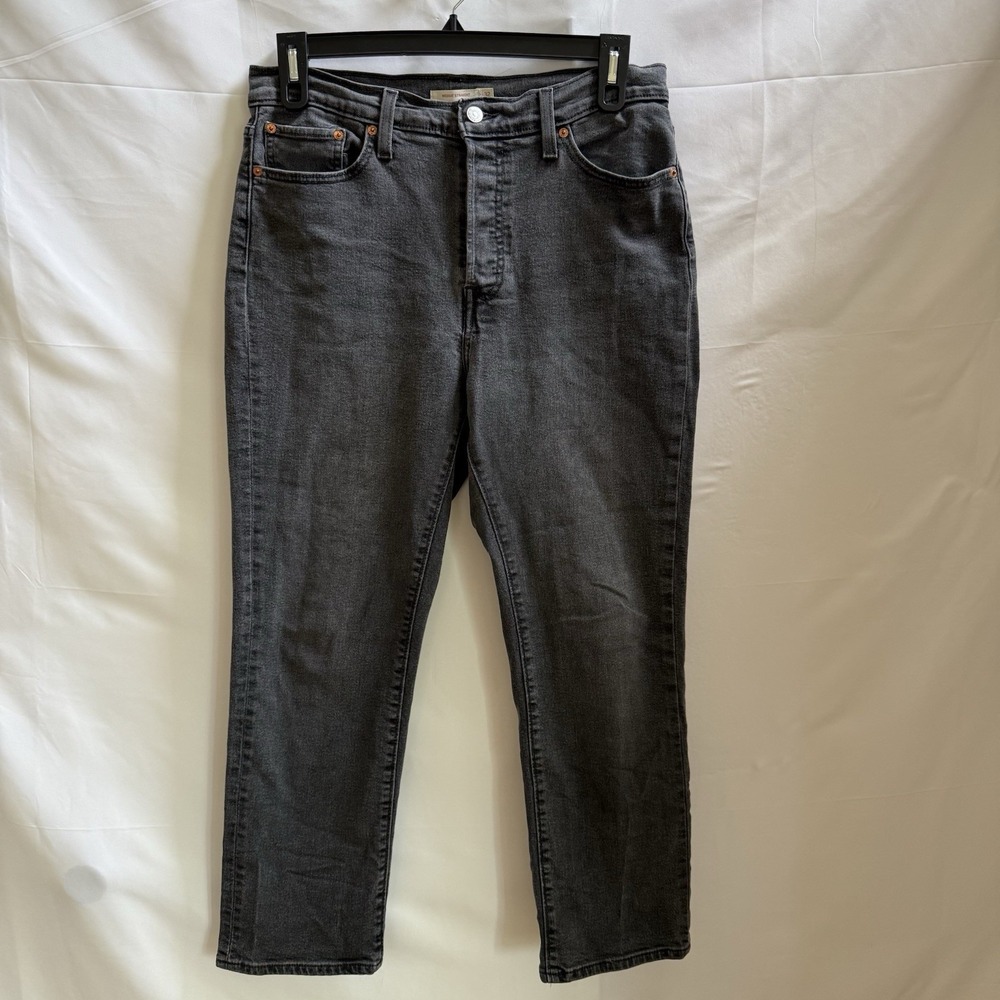 Levis Wedgie Straight Jeans Womens 32 Gray Charcoal Wash High Rise